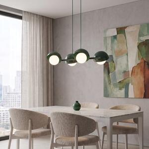 Závěsné svítidlo BOOM 4 – olivově zelené, bílé sklo, 4× G9, šířka 60 cm