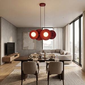 Závěsné svítidlo UMBRA 4 – vínové, bílé sklo, 4× G9, šířka 59 cm