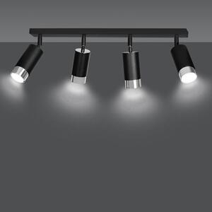 Stropní svítidlo HIRO 4 – černé / chromové, 4× GU10, šířka 78 cm