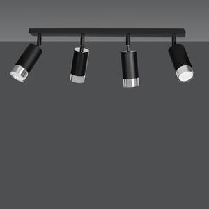 Stropní svítidlo HIRO 4 – černé / chromové, 4× GU10, šířka 78 cm