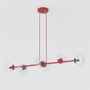 Závěsné svítidlo MAGNUS 6 – vínové, čiré sklo, 6× E14, šířka 110 cm