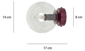 Nástěnné svítidlo MAGNUS K1 – vínové, čiré sklo, 1× E14, šířka 14 cm