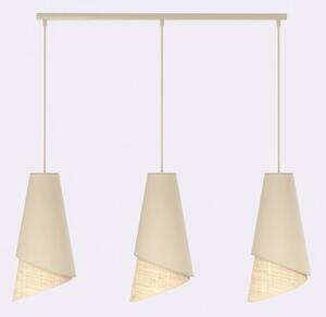 Závěsné svítidlo MODA 3 – černé / ratanové, textilní stínidla, 3× E27, šířka 95 cm