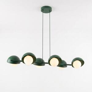 Závěsné svítidlo BOOM 6 – olivově zelené, bílé sklo, 6× G9, šířka 88 cm