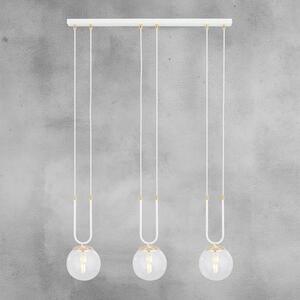 Závěsné svítidlo GLAM 3 – bílé, čiré sklo, 3× E14, šířka 70 cm
