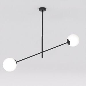 Závěsné svítidlo LINEAR 2 – černé, opálové sklo, 2× E14, šířka 102 cm