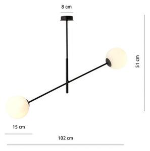 Závěsné svítidlo LINEAR 2 – černé, opálové sklo, 2× E14, šířka 102 cm
