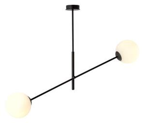 Závěsné svítidlo LINEAR 2 – černé, opálové sklo, 2× E14, šířka 102 cm
