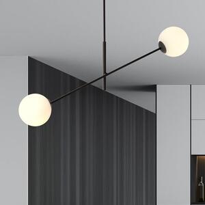 Závěsné svítidlo LINEAR 2 – černé, opálové sklo, 2× E14, šířka 102 cm