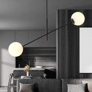 Závěsné svítidlo LINEAR 2 – černé, opálové sklo, 2× E14, šířka 102 cm