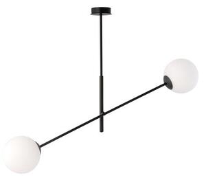 Závěsné svítidlo LINEAR 2 – černé, opálové sklo, 2× E14, šířka 102 cm