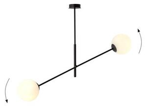 Závěsné svítidlo LINEAR 2 – černé, opálové sklo, 2× E14, šířka 102 cm
