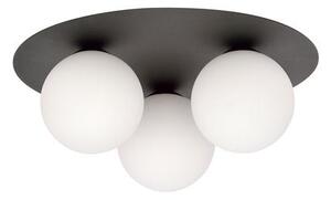Stropní svítidlo SOLAR 3 – černé, opálové sklo, 3× E14, šířka 43 cm