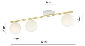 Stropní svítidlo MONZA 3 – bílé, opálové sklo, 3× E14, šířka 80 cm