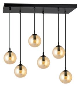 Závěsné svítidlo COSMO 6 – černé, jantarové sklo, 6× E14, šířka 81 cm