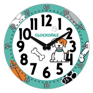 CLOCKODILE Dětské nástěnné hodiny modré s pejskem 25cm CCT0033