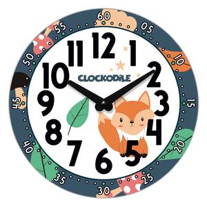 CLOCKODILE Dětské nástěnné hodiny modré s liškou 25cm CCT0031