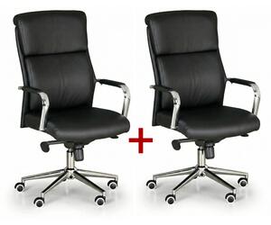 Kožené kancelářské křeslo VIRO 1+1 ZDARMA, černá