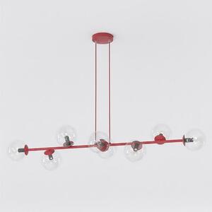 Závěsné svítidlo MAGNUS 8 – vínové, čiré sklo, 8× E14, šířka 130 cm