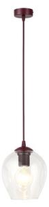 Závěsné svítidlo ISTAR 1 – vínové, čiré sklo, 1× E27, šířka 14 cm