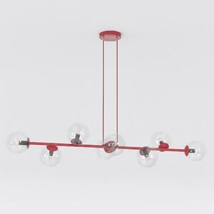 Závěsné svítidlo MAGNUS 8 – vínové, čiré sklo, 8× E14, šířka 130 cm