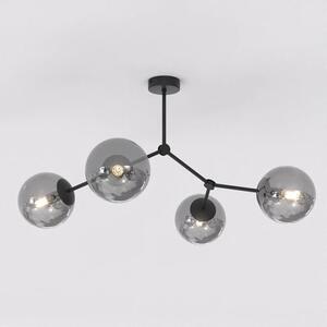 Stropní svítidlo SPACE 4 – černé, grafitové sklo, 4× E14, šířka 42 cm