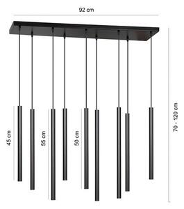 Závěsné svítidlo SELTER 9 – černé, 9× G9, šířka 92 cm
