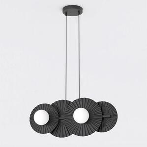 Závěsné svítidlo UMBRA 4 – černé, bílé sklo, 4× G9, šířka 59 cm