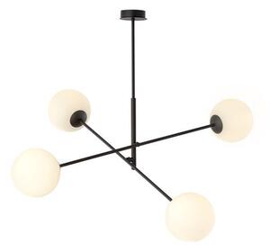 Závěsné svítidlo LINEAR 4 – černé, opálové sklo, 4× E14, šířka 102 cm