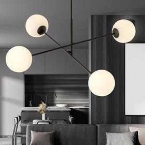 Závěsné svítidlo LINEAR 4 – černé, opálové sklo, 4× E14, šířka 102 cm