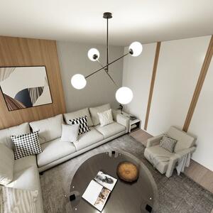 Závěsné svítidlo LINEAR 4 – černé, opálové sklo, 4× E14, šířka 102 cm
