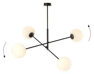 Závěsné svítidlo LINEAR 4 – černé, opálové sklo, 4× E14, šířka 102 cm
