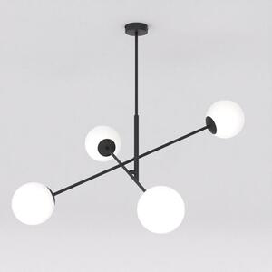 Závěsné svítidlo LINEAR 4 – černé, opálové sklo, 4× E14, šířka 102 cm