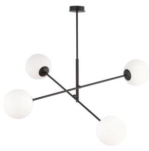 Závěsné svítidlo LINEAR 4 – černé, opálové sklo, 4× E14, šířka 102 cm