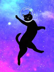 Ilustrace Happy Space Cat, Raissa Oltmanns, (30 x 40 cm)