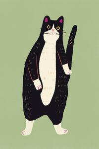 Ilustrace Black and white cat, Little Dean, (26.7 x 40 cm)