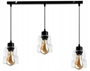 BERGE LED stropní závěsné svítidlo 3xE27, rolovací, průhledný čtverec