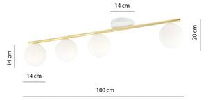 Stropní svítidlo MONZA 4 – bílé, opálové sklo, 4× E14, šířka 100 cm
