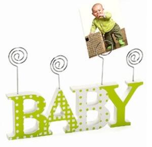 Dětský dřevěný fotorámeček-fotoclip BABY zelený