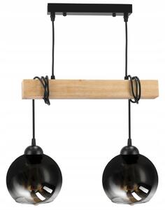 BERGE LED závěsné stropní svítidlo dřevěný trámový 2xE27 Lustr Smoke Grey