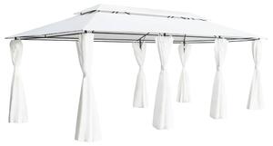 Zahradní altán se závěsy 600 x 298 x 270 cm bílý 180 g/m² 310073