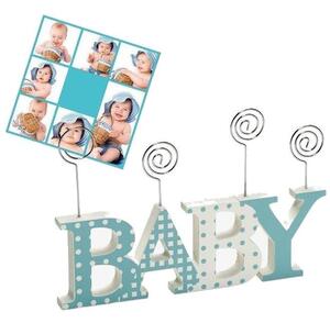 Dřevěný dětský fotorámeček-fotoclip BABY CLIP modrý