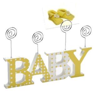Dětský dřevěný fotorámeček-fotoclip BABY žlutá