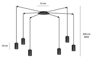 Závěsné svítidlo TRAKER 6 – černé, 6× GU10, šířka 300 cm