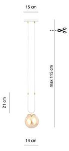 Závěsné svítidlo GLAM 1 – bílé, jantarové sklo, 1× E14, šířka 15 cm