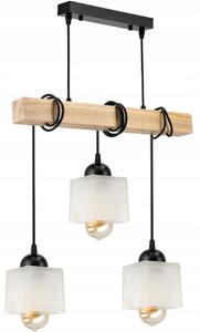 BERGE LED závěsné stropní svítidlo, dřevěný trám, 3xE27, loft, mléčná kostka