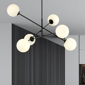 Závěsné svítidlo LINEAR 6 – černé, opálové sklo, 6× E14, šířka 102 cm