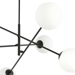 Závěsné svítidlo LINEAR 6 – černé, opálové sklo, 6× E14, šířka 102 cm