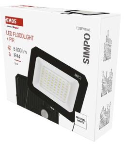 Emos lighting LED reflektor SIMPO s pohybovým čidlem, 50 W, černý, neutrální bílá, IP44 1531234300