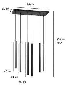 Závěsné svítidlo SELTER 6 – černé, 6× G9, šířka 59 cm